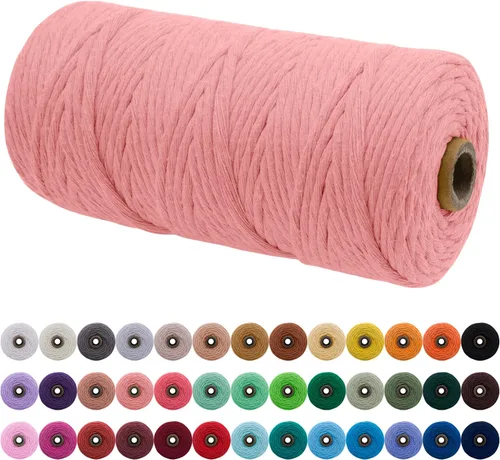 Vista 124 de JeogYong Cordón de macramé de un solo hilo 3 mm x 109 yardas (328 pies) Cuerda de algodón suave Hilo de macramé de 3 mm, suministros de macramé