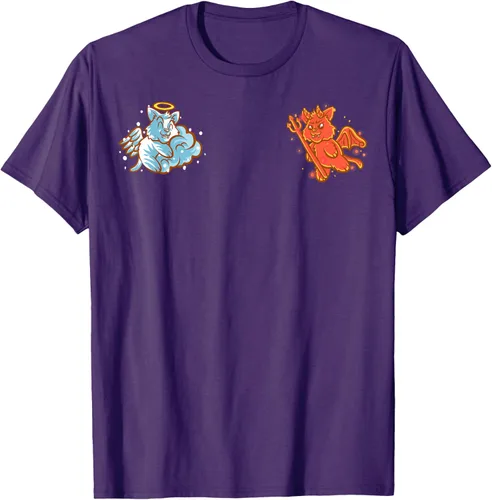 Vista 103 de Camiseta de gato ángel y diablo sentado en tu hombro Nerd Kitten, Negro