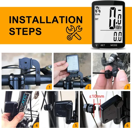 Vista 9 de Computadora inalámbrica para bicicleta, 20 multifunciones, velocímetro de bicicleta impermeable real, odómetro de ciclismo con pantalla LCD grande