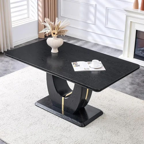 Vista 12 de JUFU Mesa de comedor de mármol sintético de 63 pulgadas para 4-6 personas, moderna mesa rectangular de cocina y comedor, mesa de MDF de aspecto