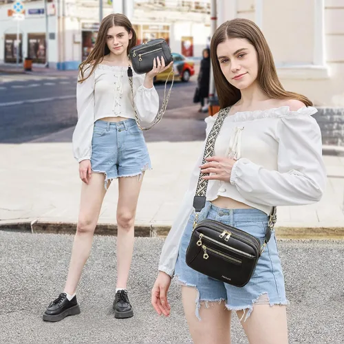 Vista 2 de Bolso cruzado para mujer, bolso cruzado pequeño de cuero vegano de moda con correas ajustables para el hombro, regalo para madre, esposa, mamá