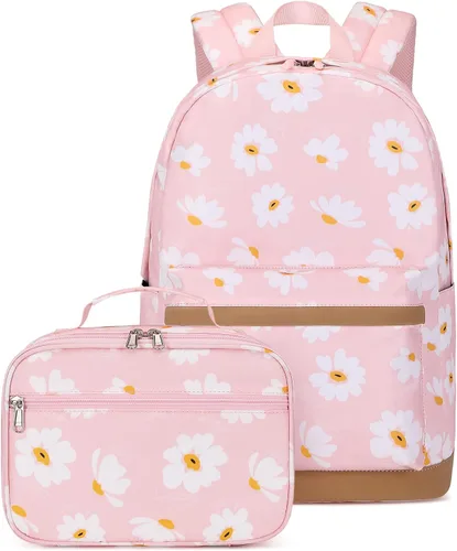 Vista 8 de 3 piezas de mochila con estampado de margaritas para niños, mochila de escuela primaria, mochila para estudiantes de primaria, mochila para Negro