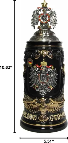 Vista 3 de Stein de cerveza alemana Deutschland Shield Stein, Goldeaglehandle jarra de 0,6 litros, taza de cerveza