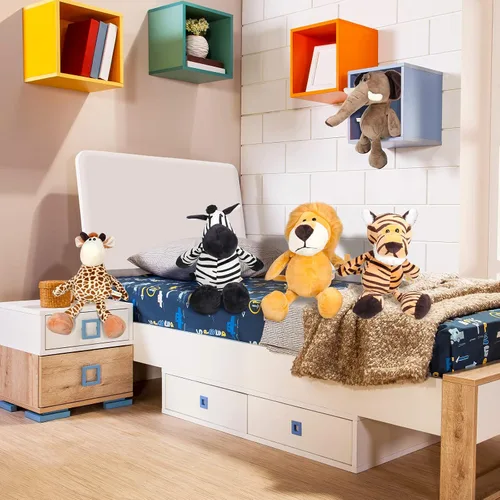 Vista 5 de Juego de 5 animales de peluche de safari, incluye leones, tigre, elefantes, cebras y jirafas, animales salvajes de 11.8 pulgadas, juguetes suaves