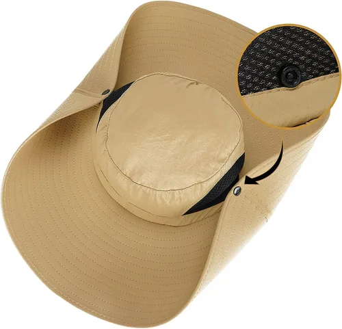 Vista 5 de Leotruny - Sombrero de sol de ala superancha para mujer UPF50+ impermeable para pesca, senderismo, camping