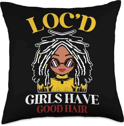 Vista 4 de Locs Afro Dreadlocks Love Beauty Hair Loc'd Good Hair Black American African Girl Throw Pillow, 16x16, Multicolor