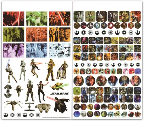 Vista 2 de Paquete de pegatinas de Star Wars para niños 295+ Classic Star Wars Trilogy Decorative Reward Stickers Plus Bookmark Featuring Darth Maul, Darth