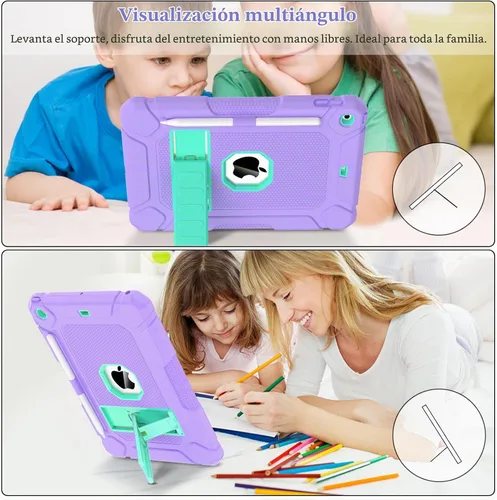 Vista 4 de Funda LTROP para iPad de 10.2 Pulgadas 9ª/ 8ª/ 7ª Generación (2021/2020/ 2019) con Soporte para Lápiz y Soporte, Funda Protectora Resistente Híbrida