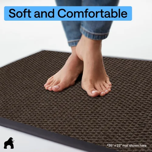 Vista 78 de Gorilla Grip - Tapete afelpado original de goma con perfil bajo, resistente, duradero, impermeable y fácil de limpiar para interior y exterior Marrón