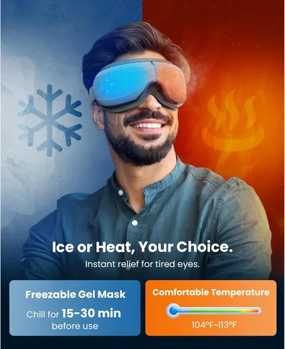 Vista 2 de BOB AND BRAD - Masajeador de ojos con calor y enfriamiento, máscara ocular EyeOasis 2 para migrañas, apta para FSA/HSA, masajeador facial térmico