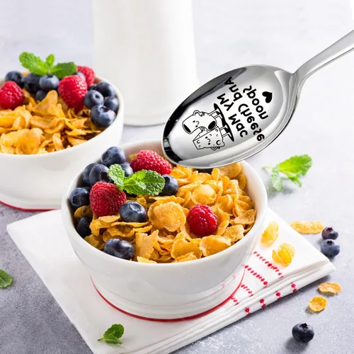 Vista 2 de Divertida cuchara de acero inoxidable para macarrones y queso, divertida cuchara de postre para helado, cuchara de café expreso, cuchara de acero