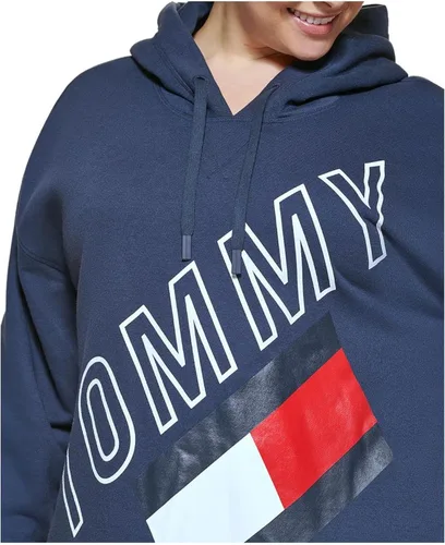 Vista 3 de Tommy Hilfiger Sudadera deportiva con capucha cómoda de forro polar para mujer