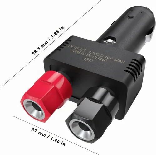 Vista 3 de DC 12 V 10 A Enchufe macho para mechero de cigarrillos con cable de alimentación para automóvil, toma de corriente negra para inversor