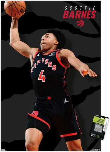 Vista 7 de Trends International NBA Toronto Raptors - Póster de pared de Scottie Barnes 22, 14.72 x 22.37 pulgadas, paquete de póster premium y alfiler