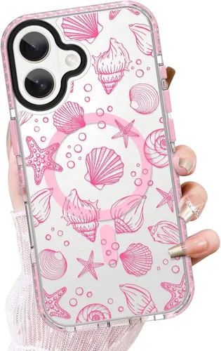 Vista 49 de OOK Funda magnética transparente para iPhone 17, lindo encaje floral negro Encaje Negro Floral