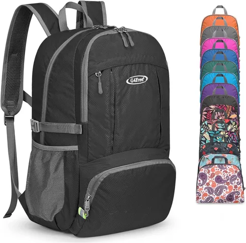 Vista 16 de G4Free - Mochila para senderismo ligera y plegable de 40L, mochila de viaje impermeable para el día a día Water-Resistant Polyamide