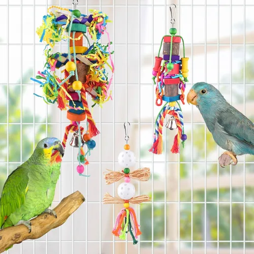 Vista 5 de KATUMO Juguetes para pájaros, periquito columpio escalera de loro cacatúa, perca, conure, campana colgante, juguetes para periquito, conure