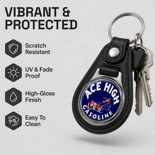 Vista 3 de Brotherhood Round Key Chain for Vintage Motor Oil, Petroleum, and