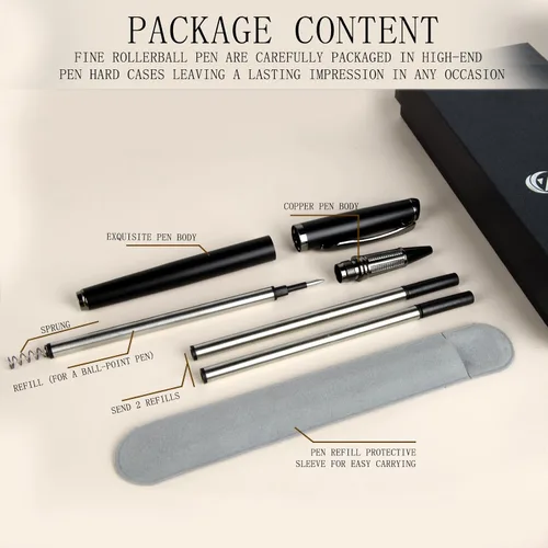 Vista 2 de Bolígrafo de tinta líquida con cuerpo de metal de lujo, diseño elegante y escritura suave, bolígrafo de regalo con estuche para hombres y mujeres, 2