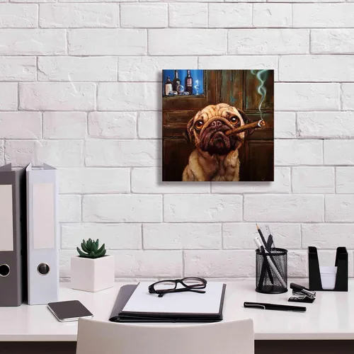 Vista 3 de Epic Graffiti 'Uptown Pug' de Lucia Heffernan, arte de pared en lienzo, 12 x 12 pulgadas