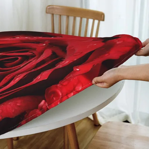 Vista 3 de Famame Beautiful Bloom - Mantel redondo ajustable con borde elástico, impermeable, con borde elástico, para interiores y exteriores, se adapta a