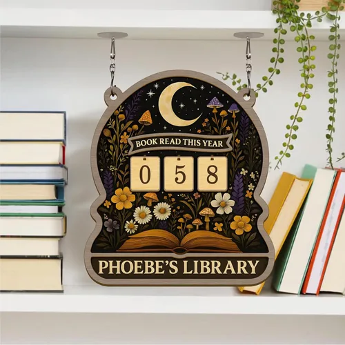 Vista 17 de Rastreador de Lectura de Libros Personalizado, Contador de Libros Leídos Este Año, Decoración de Biblioteca, Letrero de Seguimiento de Libros