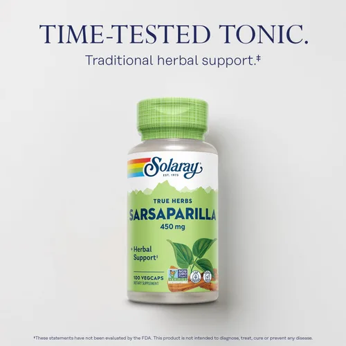 Vista 3 de SOLARAY Suplemento de raíz de zarzaparrilla de 450 mg – Soporte herbario tradicional para hombres y mujeres, sin OMG, vegano, verificado