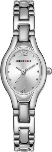 Vista 2 de GOLDEN HOUR Reloj de pulsera con caja ovalada vintage de tono dorado para mujer