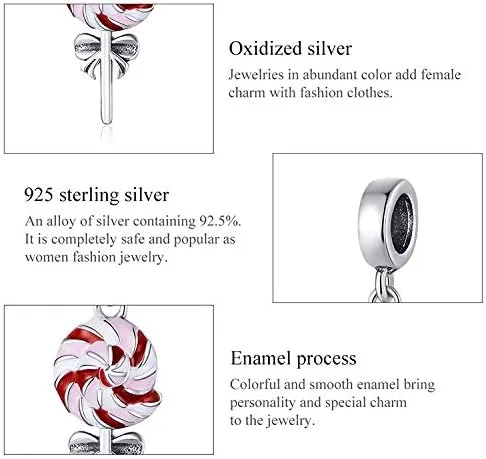 Vista 4 de Abalorio de caramelo para pulseras de plata de ley 925 original para cumpleaños, día de la madre, Navidad, para pulseras de Pandora o collar
