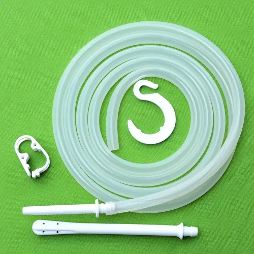 Vista 2 de HealthGoodsIn - Tubo de silicona curado platino con boquilla para lata de enema de acero inoxidable de 2 cuartos y 1.5 cuartos de galón Tubo