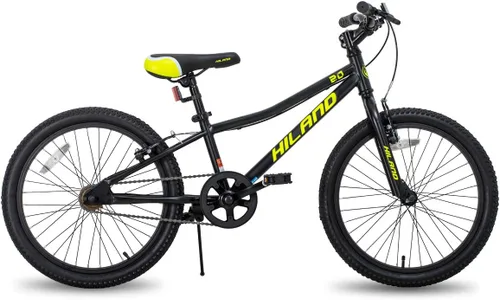 Vista 2 de HILAND - Bicicletas de montaña para niños de 20 pulgadas para niños y niñas de 5 años en adelante, bicicletas de una sola velocidad con frenos