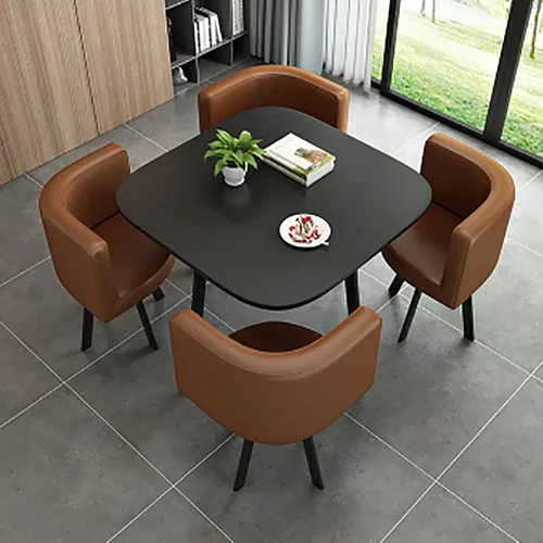 Vista 12 de Juego de mesa de comedor cuadrada con sillas, mesa de cocina compacta y 4 sillas, mesa de conferencias moderna con sillas, mesa de recepción