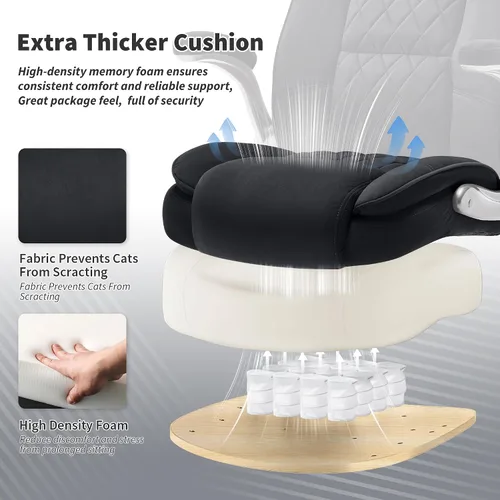 Vista 7 de Silla de oficina con respaldo alto 400 libras, silla de escritorio Negro