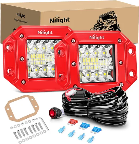 Vista 9 de Nilight Cápsulas de Luz LED de Montaje Empotrado 2PCS 42W Ámbar Blanco 3 Modos de Iluminación Luces Antiniebla Haz Combinado de Punto e Inundación