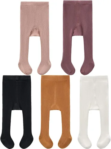 Vista 12 de CECORC - Mallas para niñas bebé, mallas para niñas pequeñas con punto trenzado, gruesas, de algodón, pantimedias para bebé, 1-10T Paquete de 2