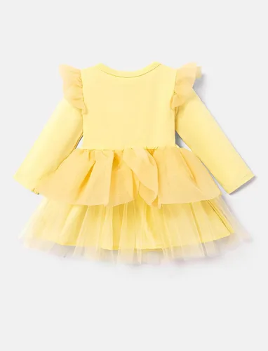 Vista 3 de Disney Vestido de tul de manga larga para bebé de princesa, disfraz de fiesta de cumpleaños