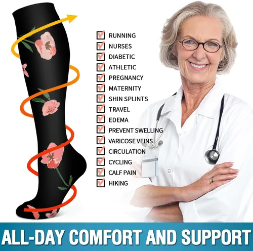 Vista 67 de Bluemaple 6 Pack Copper Compression Socks for Women and Men Circulation-Best Support for Medical, Running,Nursing,Athletic