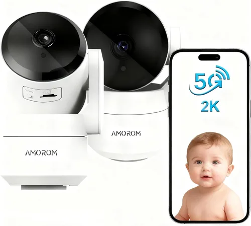 Vista 11 de AMOROM Cámara de seguridad para interiores 360° con panorámica/inclinación, monitor para mascotas, perros y bebés, visión nocturna HD 1080P