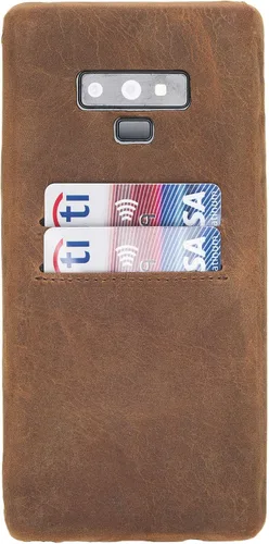Vista 39 de HARDISTON Funda de piel auténtica hecha a mano para Samsung Galaxy Note 8, funda a presión con 2 ranuras para tarjetas de crédito, carga Marrón
