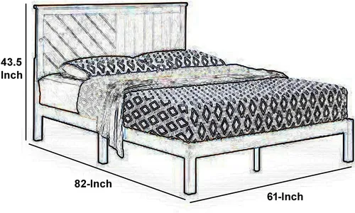 Vista 2 de MUSEHOMEINC Cama de plataforma de madera maciza con cabecero para dormitorio, soporte de listones de madera y no necesita somier, diseño