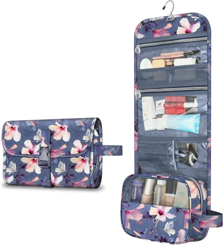 Vista 8 de Fintie Bolsa de viaje portátil para cosméticos y artículos de aseo, gran organizador colgante resistente al agua para maquillaje y almacenamiento