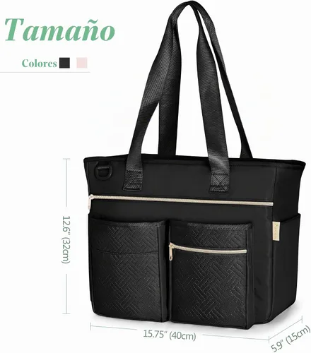 Vista 7 de Fasrom Bolsa de mano para profesores para mujer, bolsas grandes para Negro
