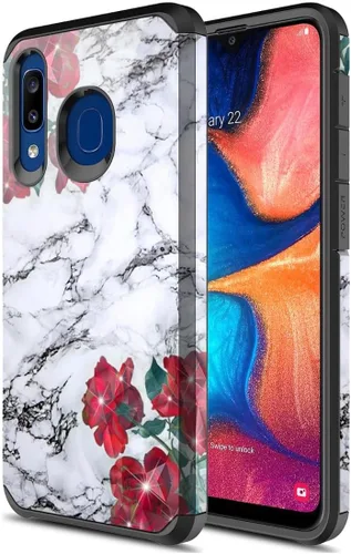 Vista 15 de Rosebono - Funda compatible con Samsung Galaxy A20/A30/A50, funda rígida híbrida delgada, a la moda, linda funda de silicona colorida para Samsung