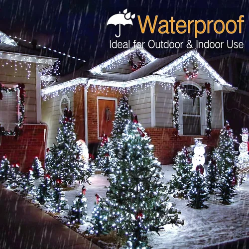 Vista 5 de Brizled Luces de Navidad blancas frías, 33 pies, 100 luces LED para árbol de Navidad, 0.197 in de gran angular, luz de Navidad conectable de 120 V