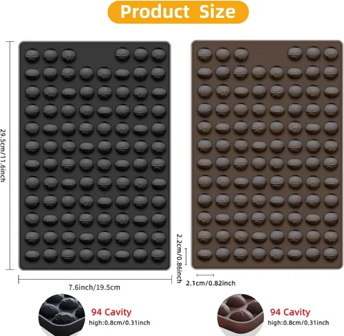 Vista 3 de 2 moldes de silicona para caramelos de bolas de goma de 188 cavidades, para fútbol, baloncesto, béisbol, rugby, para chocolate, fondant, dulces