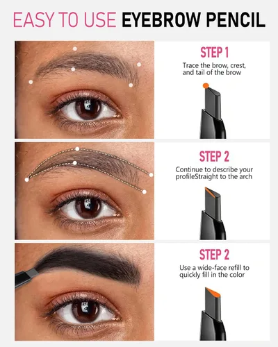 Vista 5 de Yfulfill Lápiz de Cejas Negro - Lápices de Cejas Impermeables para Mujeres Waterproof Eye Brow Pencil Black Color for Naturally Black Hair.