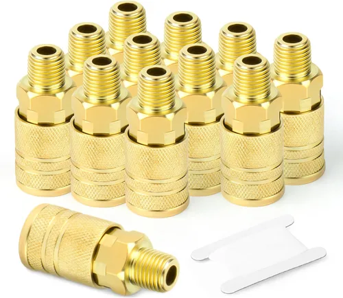 Vista 11 de GASHER 12PCS 1/2"MNPT Brass Industrial Coupler,1/4 Flow Quick Connect Air Coupler