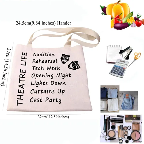 Vista 4 de PXTIDY Theatre Life Tote Bag - Regalos de teatro de drama y comedia para actor y actriz, Bolsa