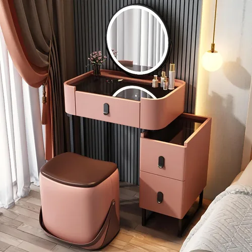 Vista 22 de Vanity Desk with Mirror and Drawers, White Vanity with Mirror, Wooden Makeup Desk for Bedroom Dressing Room, with Adjustable Brightness Mirror,Dark
