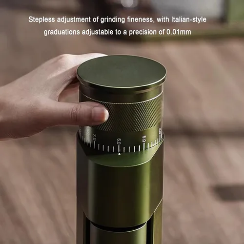 Vista 6 de Molinillo de café eléctrico, molinillo de rebabas cónico de 6 estrellas con ajuste continuo de 0.0004 in, tapa magnética de frijoles y recipiente